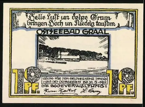 Notgeld Graal /Ostsee 1922, 10 Pfennig, Hafen