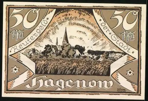 Notgeld Hagenow 1922, 50 Pfennig, Hirte mit Rindern