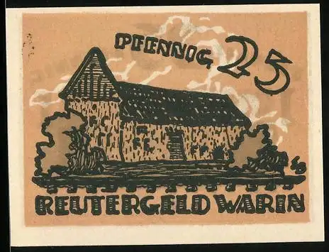 Notgeld Warin 1922, 25 Pfennig, Kirche, Wappen