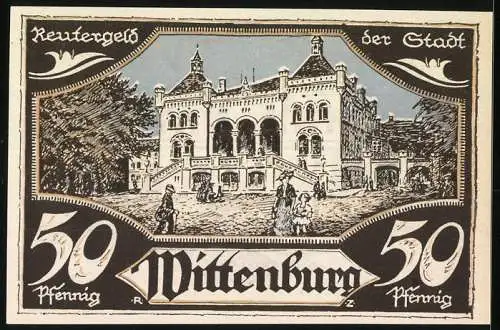 Notgeld Wittenburg 1922, 50 Pfennig, Rathaus, Drachen