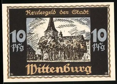 Notgeld Wittenburg 1922, 10 Pfennig, Kirche
