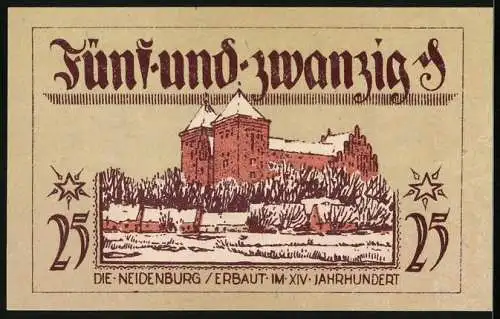 Notgeld Neidenburg /Ostpreussen 1921, 25 Pfennig, Füllhörner, Neidenburg