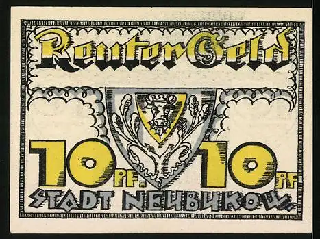 Notgeld Neubukow 1922, 10 Pfennig, Schäfer mit Herde, Wappen