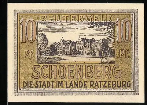 Notgeld Schönberg /Ratzeburg 1922, 10 Pfennig, Strassenpartie