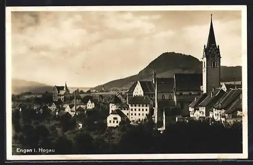 AK Engen in Hegau, Ortsansicht mit der Kirche