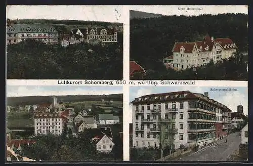 AK Schömberg / Schwarzwald, Neue Heilanstalt, Schwarzwaldheim, Mehrfachansichten