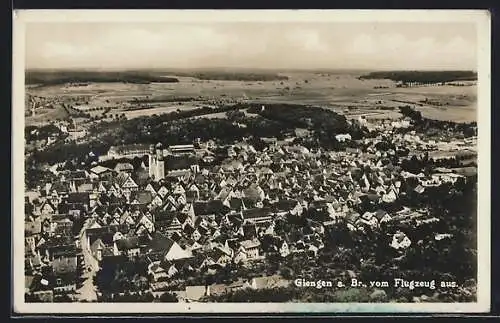 AK Giengen a. Br., Gesamtansicht vom Flugzeug aus