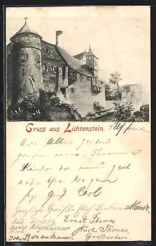 AK Lichtenstein / Schloss, Blick auf die Burg