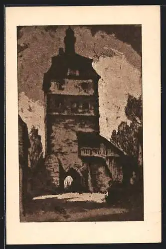 Künstler-AK Vellberg, Blick auf das alte Stadttor