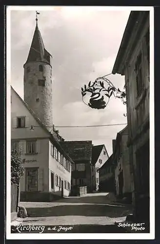 AK Kirchberg a. d. Jagst, Ortspartie mit Blick zur Kirche