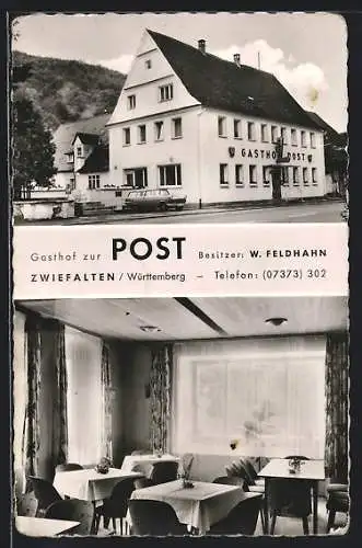 AK Zwiefalten /Württemberg, Gasthof zur Post, Bes. W. Feldhahn