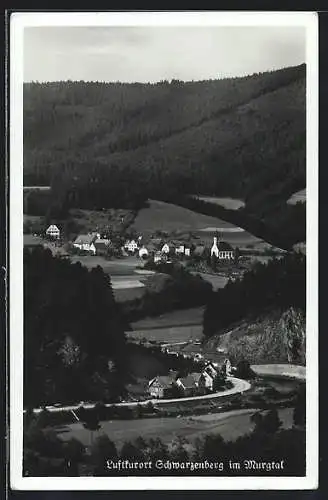 AK Schwarzenberg im Murgtal, Ortsansicht aus der Vogelschau