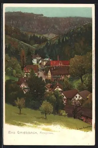 Lithographie Bad Griesbach / Renchthal, Panorama