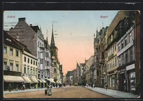 AK Erfurt, Gummi-Waren-Fabrik, Geschäft, Bes. Otto Meiss, Anger mit Geschäften