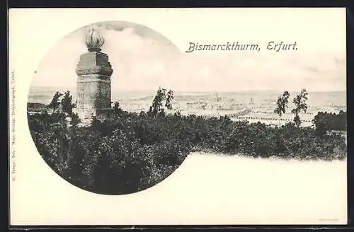 AK Erfurt, Bismarckturm mit Panorama