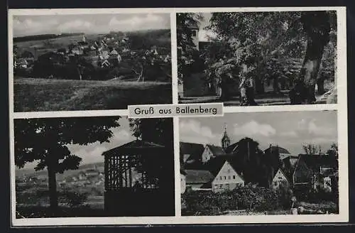 AK Ballenberg / Ravenstein, Ortspartie mit Kirche, Pavillon, Strassenpartie