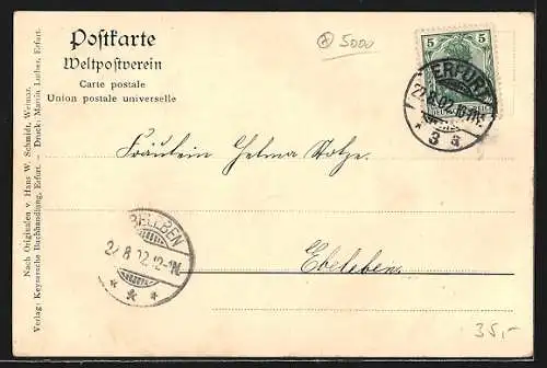 Künstler-AK Erfurt, Historischer Festzug von 1902, Herolde und Fanfarenbläser
