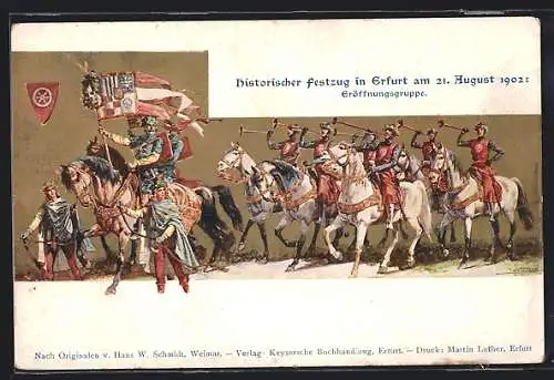 AK Erfurt, Historischer Festzug 19021, Eröffnungsgruppe