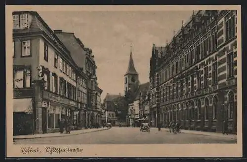 AK Erfurt, Partie an der Schlösserstrasse mit Blick zur Kirche