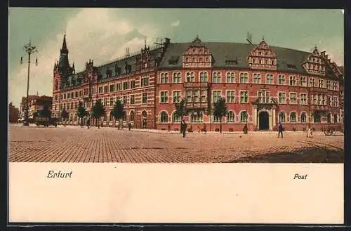 AK Erfurt, Strassenpartie mit Post