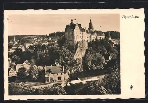 AK Sigmaringen, Ortsansicht mit Schloss