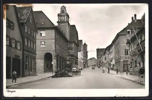 AK Ebingen, Strassenpartie mit Cafe Fuchs