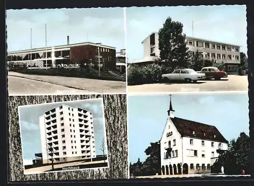 AK Wernau / Neckar, Stadthalle, Bad-Hotel, Hochhaus, Rathaus