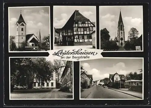 AK Leutershausen /Bergstrasse, Kirchen, Ortspartie, Gasthof Sonnenhof J. Brand