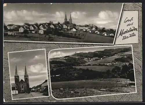 AK Marialinden /Köln, Strassenpartie mit Kirche, Ortsansicht