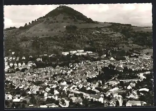 AK Eningen u. A., Ortsansicht mit Bergblick aus der Vogelschau