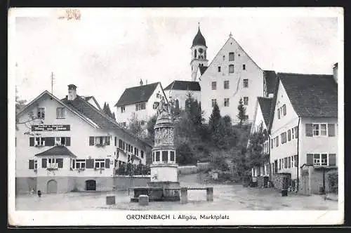 AK Grönenbach i. Allgäu, Gasthof und Bäckerei Zum Löwen am Marktplatz