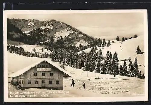 AK Oberstdorf, Skihütte Unterlauchalpe am Fusse des Hochgrat bei Oberstaufen-Steibis