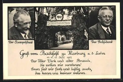 AK Marburg, Bachfest 1937, Porträts des Präsidenten und des Ehrenpräsidenten