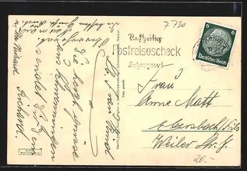 AK Schwenningen a. Neckar, Hindenburg-Strasse mit Postamt