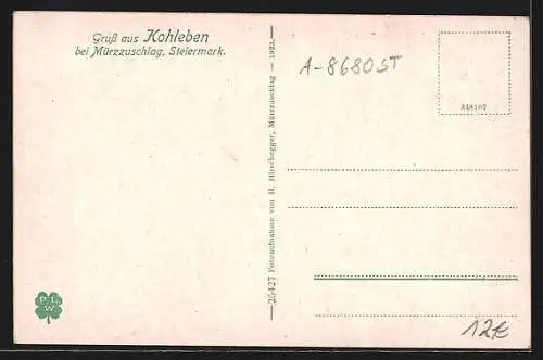 AK Kohleben bei Mürzzuschlag, Ortspartie mit Brücken