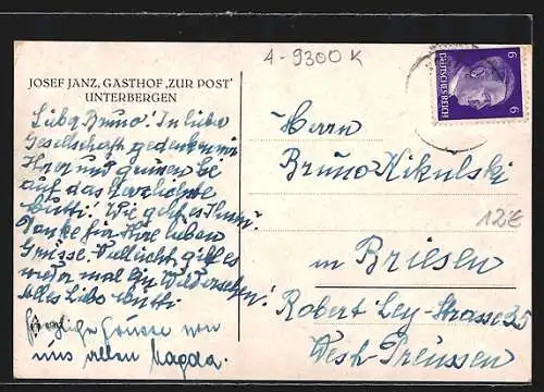 AK Unterbergen, Josef Janz Gasthof Zur Post