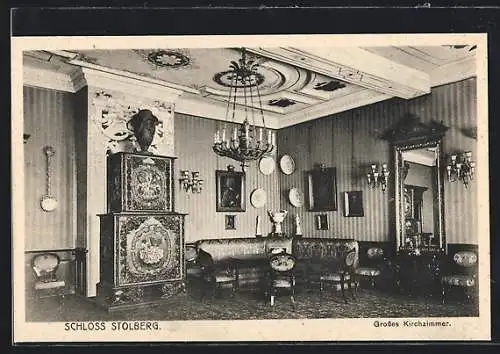 AK Stolberg / Harz, Grosses Kirchzimmer im Schloss