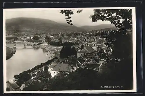 AK Miltenberg a. Main, Ortsansicht mit Fluss aus der Vogelschau