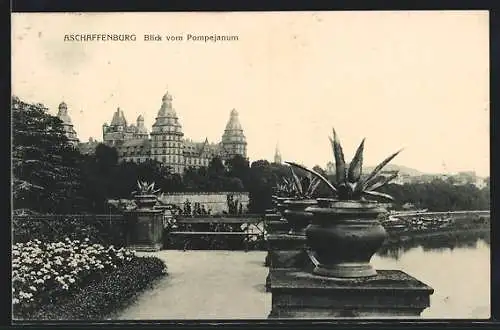 AK Aschaffenburg, Blick vom Pompejanum