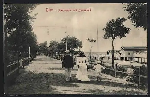 AK Binz /Rügen, Promenade und Damenbad