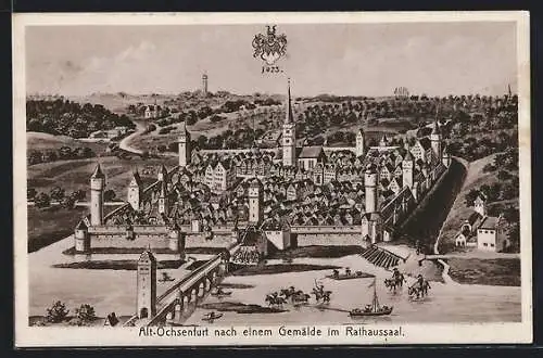 Künstler-AK Ochsenfurt / Main, Alt-Ochsenfurt, Wappen