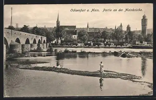 AK Ochsenfurt a. Main, Partie an der Mainbrücke