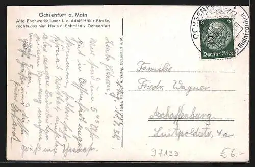 AK Ochsenfurt / Main, Alte Fachwerkhäuser i. d. Strasse