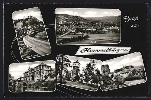 AK Hammelburg /Ufr., Schloss Saaleck, Wasserturm und Rotes Schloss