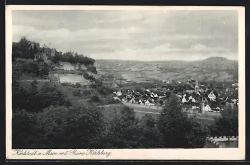 AK Karlstadt a. Main, Ortsansicht mit Ruine Karlsburg