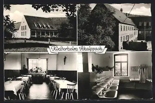 AK Schaippach, Kinderheim, Innenansichten Speisesaal und Waschraum