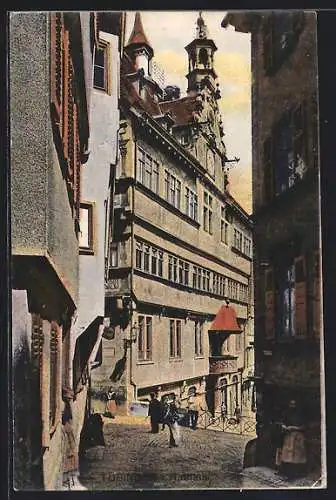 AK Tübingen, Blick zum Rathaus