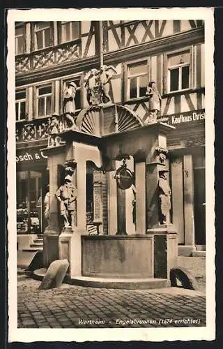 AK Wertheim / Main, Engelsbrunnen mit Kaufhaus