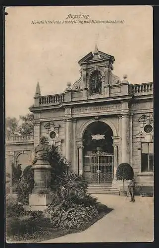 AK Augsburg, Kunsthistorische Ausstellung und Bismarckdenkmal