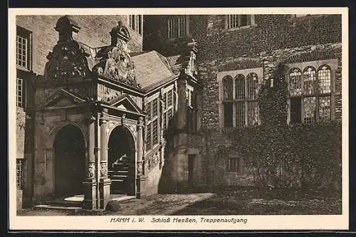 AK Hamm i. W., Schloss Heessen, Treppenaufgang